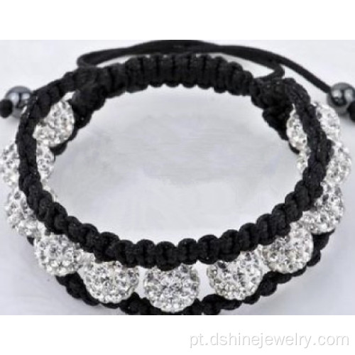 Torça a tecido pulseiras Shamballa cristal grânulos pavimentar pulseira